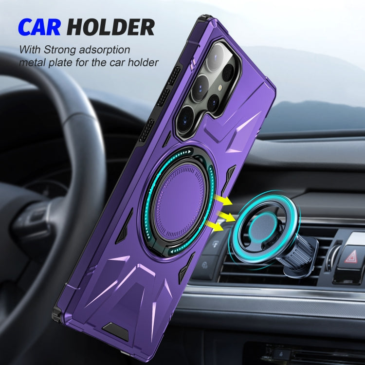 For Samsung Galaxy S23 Ultra 5G MagSafe Magnetic Shockproof Phone Case with Ring Holder(Purple) - Galaxy S23 Ultra 5G Cases by PMC Jewellery | Online Shopping South Africa | PMC Jewellery