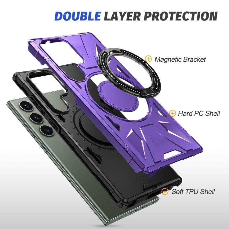 For Samsung Galaxy S23 Ultra 5G MagSafe Magnetic Shockproof Phone Case with Ring Holder(Purple) - Galaxy S23 Ultra 5G Cases by PMC TechLife | Online Shopping South Africa | PMC TechLife