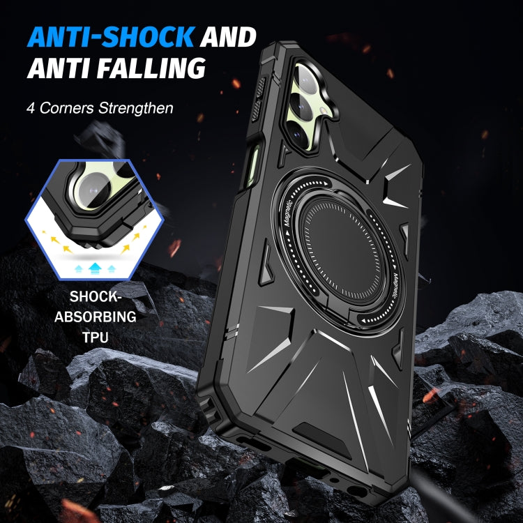 For Samsung Galaxy A24 4G/A25 5G MagSafe Magnetic Shockproof Phone Case with Ring Holder(Black) - Galaxy Phone Cases by PMC TechLife | Online Shopping South Africa | PMC TechLife