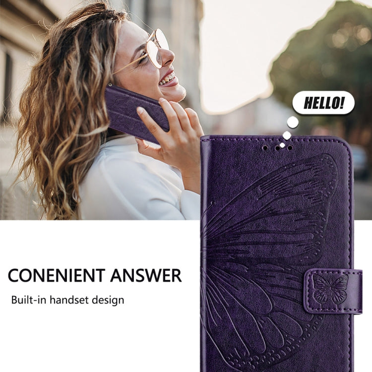 For Honor Magic6 Pro 5G Global Embossed Butterfly Leather Phone Case(Dark Purple) - Honor Cases by PMC Jewellery | Online Shopping South Africa | PMC Jewellery | Buy Now Pay Later Mobicred