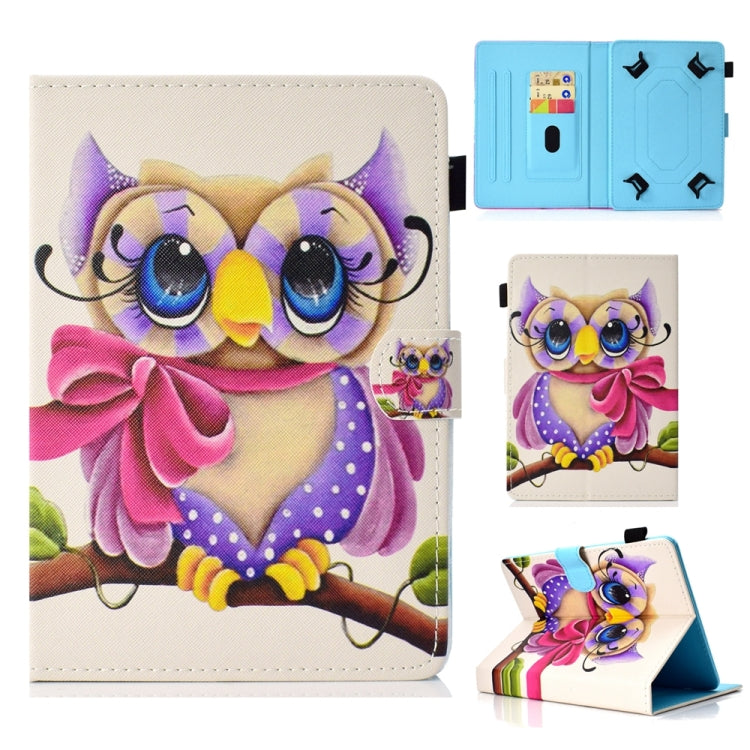 For 10 inch Universal Colored Drawing Stitching Leather Tablet Case(Owl) - 10 - 11 inch by PMC TechLife | Online Shopping South Africa | PMC TechLife | Buy Now Pay Later Mobicred