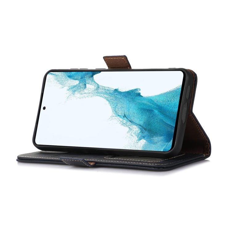 For Google Pixel 8A Side-Magnetic TJ Genuine Leather RFID Phone Case(Blue) - Google Cases by PMC TechLife | Online Shopping South Africa | PMC TechLife | Buy Now Pay Later Mobicred