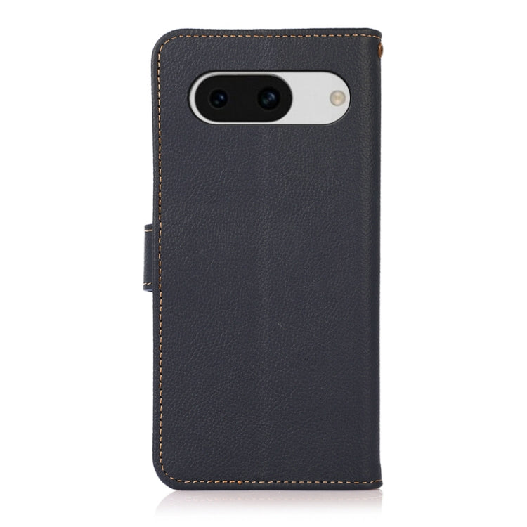 For Google Pixel 8a KHAZNEH Custer Genuine Leather RFID Phone Case(Blue) - Google Cases by PMC TechLife | Online Shopping South Africa | PMC TechLife | Buy Now Pay Later Mobicred