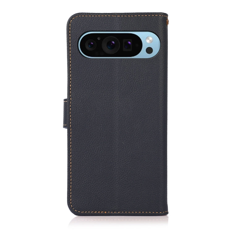 For Google Pixel 9 KHAZNEH Custer Genuine Leather RFID Phone Case(Blue) - Google Cases by PMC TechLife | Online Shopping South Africa | PMC TechLife | Buy Now Pay Later Mobicred