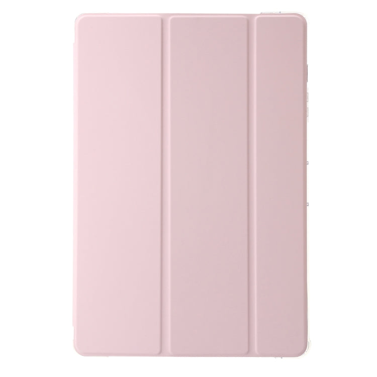 For Samsung Galaxy Tab S9 3-Fold Clear Acrylic Leather Tablet Case(Pink) - Galaxy Tab S9 Cases by PMC Jewellery | Online Shopping South Africa | PMC Jewellery | Buy Now Pay Later Mobicred