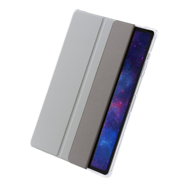 For Samsung Galaxy Tab S9+ 3-Fold Clear Acrylic Leather Tablet Case(Grey) - Galaxy Tab S9+ Cases by PMC Jewellery | Online Shopping South Africa | PMC Jewellery | Buy Now Pay Later Mobicred