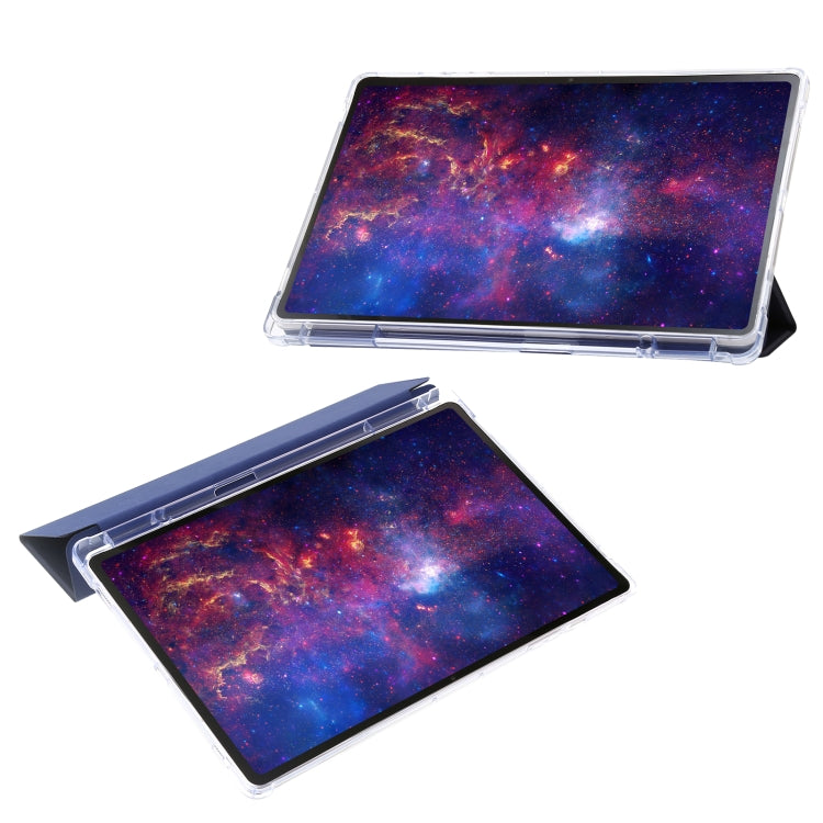 For Samsung Galaxy Tab S9 Ultra/S8 Ultra 3-Fold Clear Acrylic Leather Tablet Case(Dark Blue) - Galaxy Tab S9 Ultra Cases by PMC Jewellery | Online Shopping South Africa | PMC Jewellery | Buy Now Pay Later Mobicred