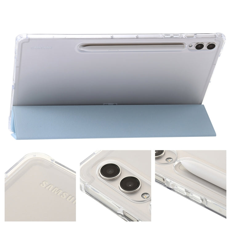For Samsung Galaxy Tab S9 Ultra/S8 Ultra 3-Fold Clear Acrylic Leather Tablet Case(Ice Blue) - Galaxy Tab S9 Ultra Cases by PMC TechLife | Online Shopping South Africa | PMC TechLife