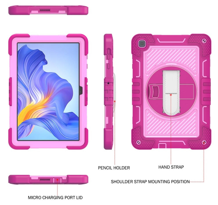For Honor Pad X8 360 Degree Rotation PC Contrast Silicone Tablet Case(Rose Red + Pink) - Honor by PMC TechLife | Online Shopping South Africa | PMC TechLife | Buy Now Pay Later Mobicred