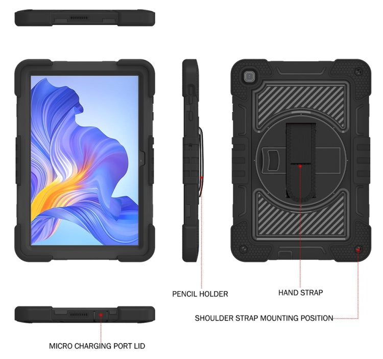 For Honor Pad X8 360 Degree Rotation PC Contrast Silicone Tablet Case(Black) - Honor by PMC TechLife | Online Shopping South Africa | PMC TechLife | Buy Now Pay Later Mobicred