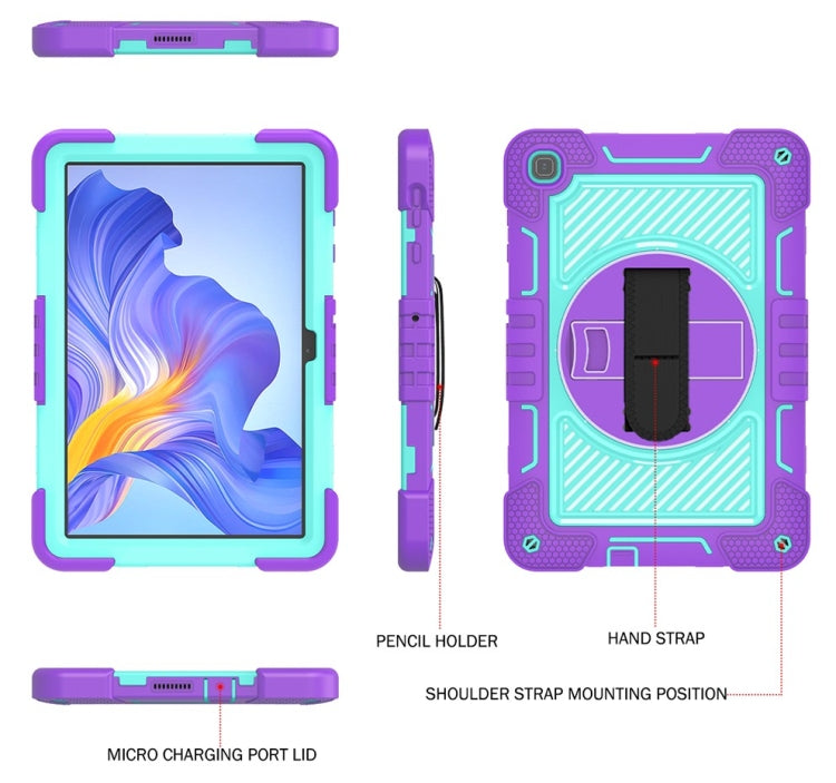 For Honor Pad X8 360 Degree Rotation PC Contrast Silicone Tablet Case(Purple + Mint Green) - Honor by PMC TechLife | Online Shopping South Africa | PMC TechLife | Buy Now Pay Later Mobicred