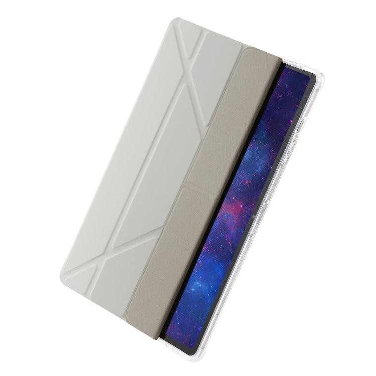 For Samsung Galaxy Tab S9 Clear Acrylic Deformation Leather Tablet Case(Grey) - Galaxy Tab S9 Cases by PMC Jewellery | Online Shopping South Africa | PMC Jewellery | Buy Now Pay Later Mobicred