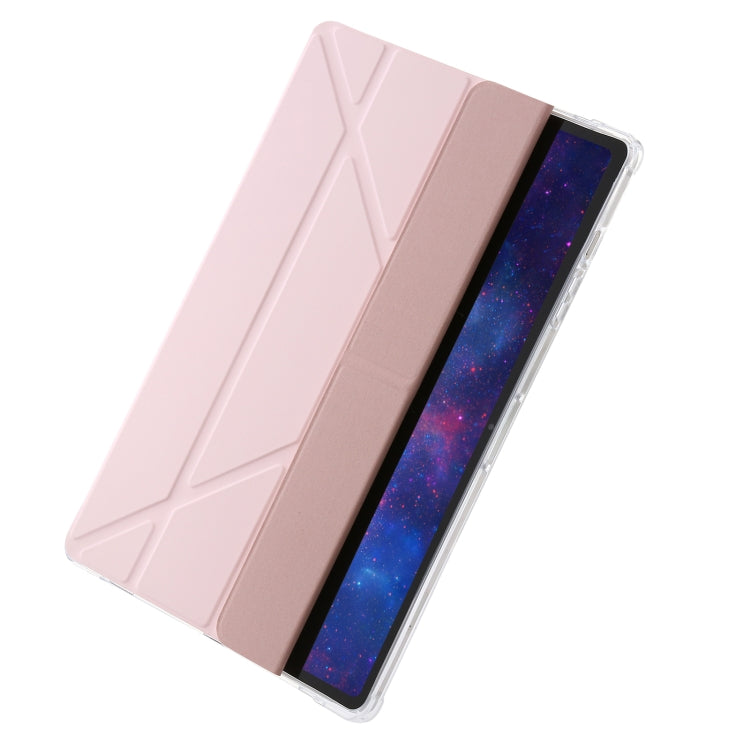 For Samsung Galaxy Tab S9 FE+ Clear Acrylic Deformation Leather Tablet Case(Pink) - Galaxy Tab S9 FE+ by PMC Jewellery | Online Shopping South Africa | PMC Jewellery