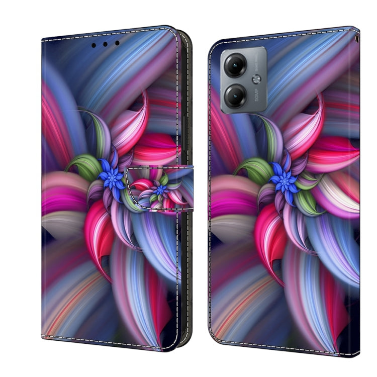 For Motorola Moto G14 Crystal 3D Shockproof Protective Leather Phone Case(Colorful Flower) - Motorola Cases by PMC TechLife | Online Shopping South Africa | PMC TechLife | Buy Now Pay Later Mobicred