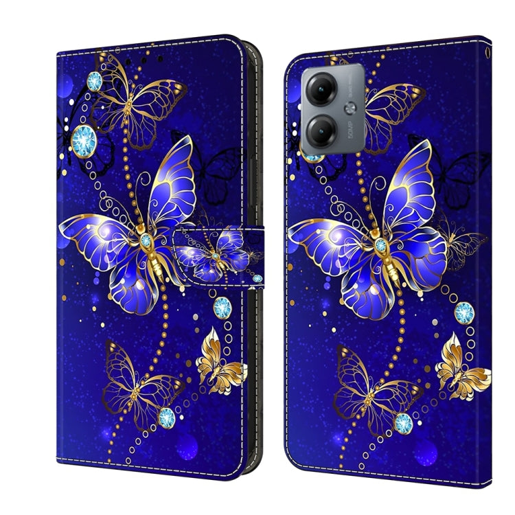 For Motorola Moto G14 Crystal 3D Shockproof Protective Leather Phone Case(Diamond Butterfly) - Motorola Cases by PMC TechLife | Online Shopping South Africa | PMC TechLife | Buy Now Pay Later Mobicred