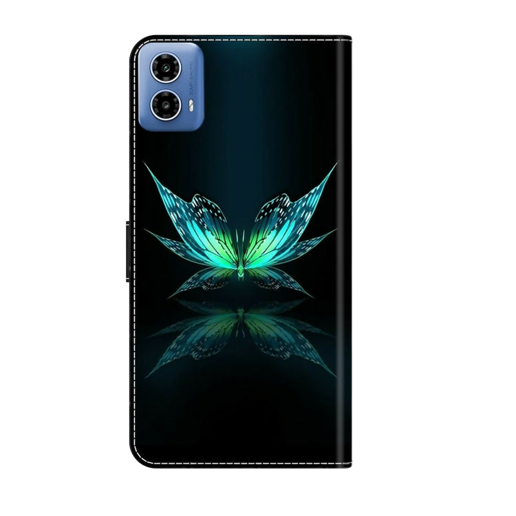 For Motorola Moto G24 Crystal 3D Shockproof Protective Leather Phone Case(Reflection Dutterfly) - Motorola Cases by PMC TechLife | Online Shopping South Africa | PMC TechLife | Buy Now Pay Later Mobicred