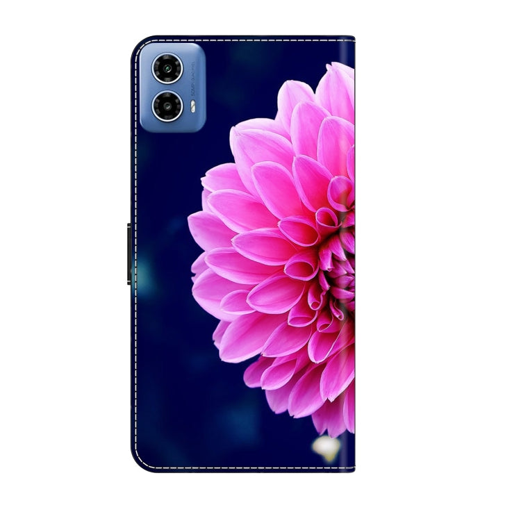 For Motorola Moto G24 Crystal 3D Shockproof Protective Leather Phone Case(Pink Petals) - Motorola Cases by PMC TechLife | Online Shopping South Africa | PMC TechLife | Buy Now Pay Later Mobicred