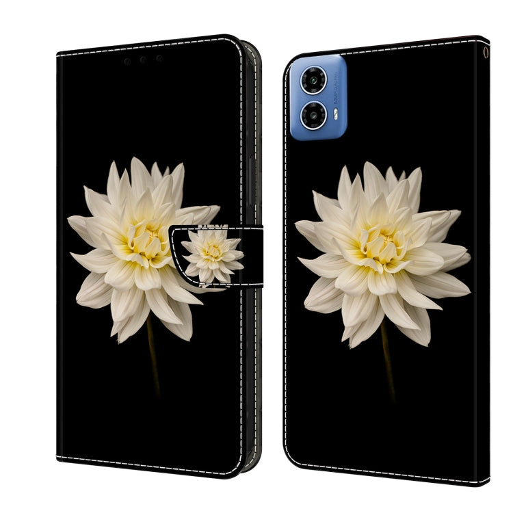 For Motorola Moto G24 Crystal 3D Shockproof Protective Leather Phone Case(White Flower) - Motorola Cases by PMC TechLife | Online Shopping South Africa | PMC TechLife | Buy Now Pay Later Mobicred