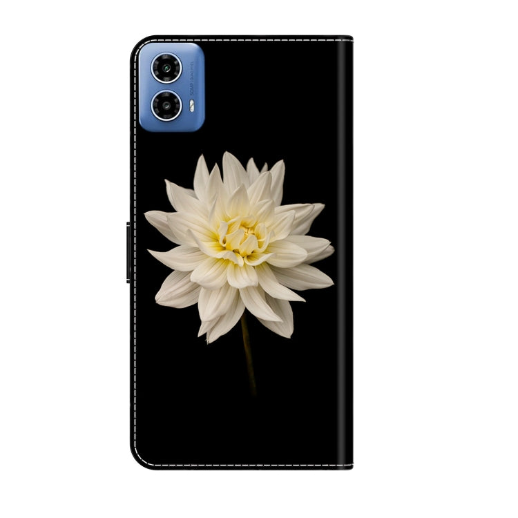 For Motorola Moto G24 Crystal 3D Shockproof Protective Leather Phone Case(White Flower) - Motorola Cases by PMC TechLife | Online Shopping South Africa | PMC TechLife | Buy Now Pay Later Mobicred