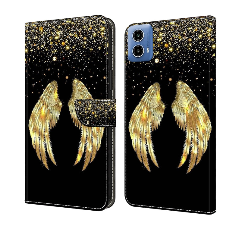 For Motorola Moto G24 Crystal 3D Shockproof Protective Leather Phone Case(Golden Wings) - Motorola Cases by PMC TechLife | Online Shopping South Africa | PMC TechLife | Buy Now Pay Later Mobicred