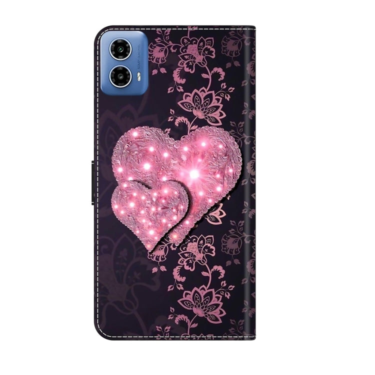 For Motorola Moto G24 Crystal 3D Shockproof Protective Leather Phone Case(Lace Love) - Motorola Cases by PMC TechLife | Online Shopping South Africa | PMC TechLife | Buy Now Pay Later Mobicred