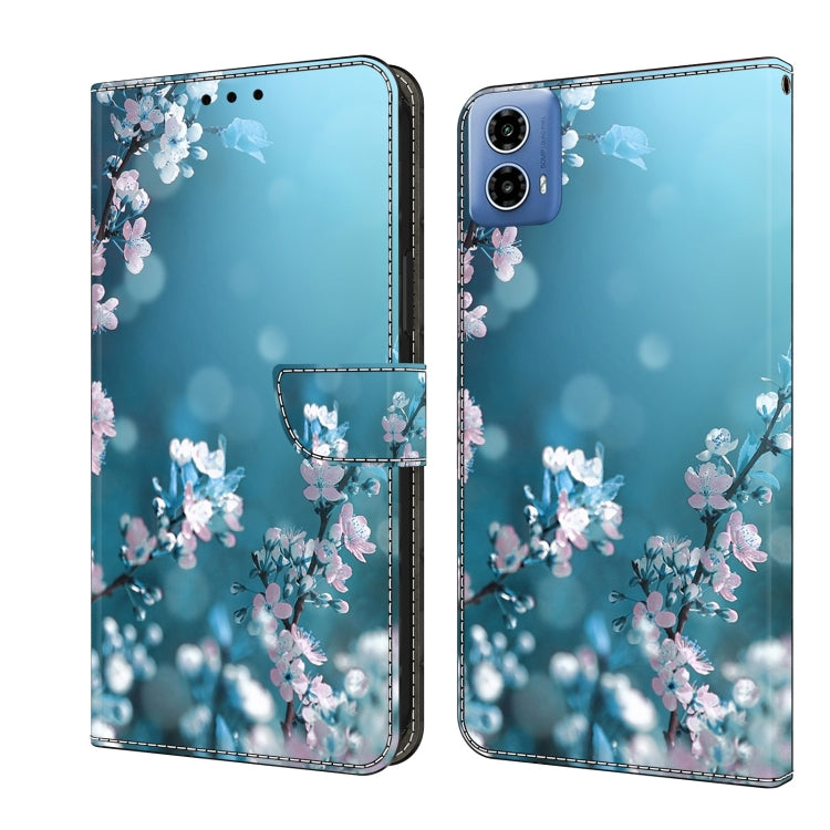 For Motorola Moto G24 Crystal 3D Shockproof Protective Leather Phone Case(Plum Flower) - Motorola Cases by PMC TechLife | Online Shopping South Africa | PMC TechLife | Buy Now Pay Later Mobicred
