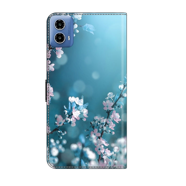 For Motorola Moto G24 Crystal 3D Shockproof Protective Leather Phone Case(Plum Flower) - Motorola Cases by PMC TechLife | Online Shopping South Africa | PMC TechLife | Buy Now Pay Later Mobicred