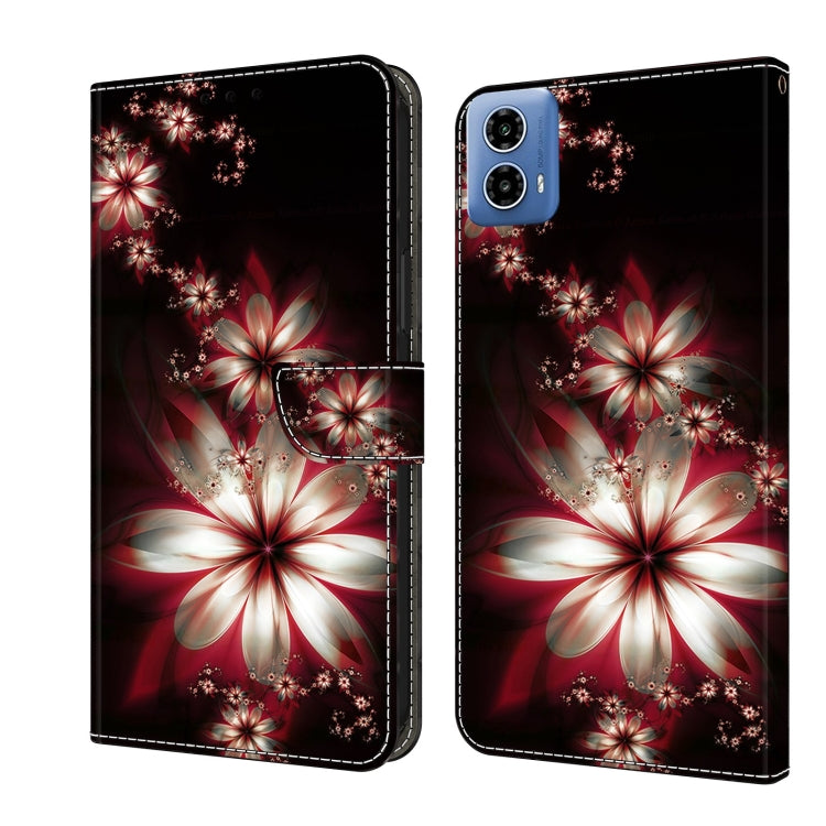 For Motorola Moto G24 Crystal 3D Shockproof Protective Leather Phone Case(Fantastic Flower) - Motorola Cases by PMC TechLife | Online Shopping South Africa | PMC TechLife | Buy Now Pay Later Mobicred