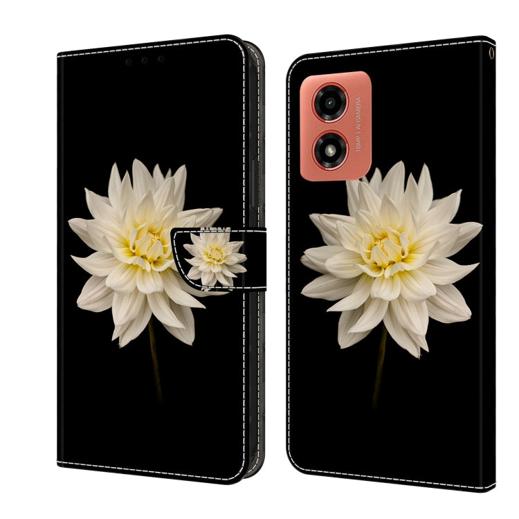For Motorola Moto G04 Crystal 3D Shockproof Protective Leather Phone Case(White Flower) - Motorola Cases by PMC TechLife | Online Shopping South Africa | PMC TechLife | Buy Now Pay Later Mobicred