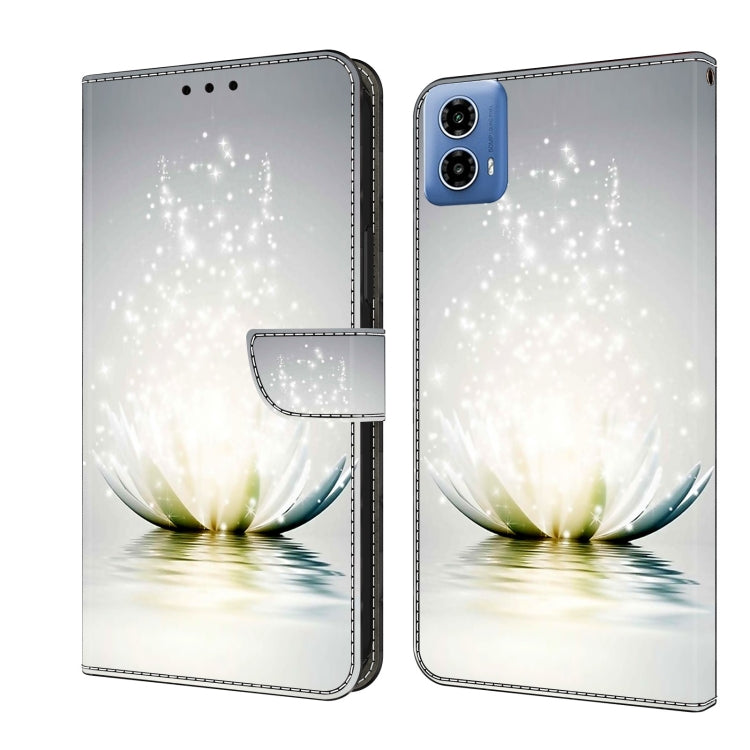 For Motorola Moto G34 Crystal 3D Shockproof Protective Leather Phone Case(Light Lotus) - Motorola Cases by PMC TechLife | Online Shopping South Africa | PMC TechLife | Buy Now Pay Later Mobicred