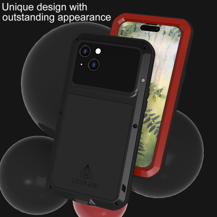 For iPhone 15 Plus LOVE MEI Metal Shockproof Life Waterproof Dustproof Phone Case(Black) - free shipping - PMC TechLife - Order now!