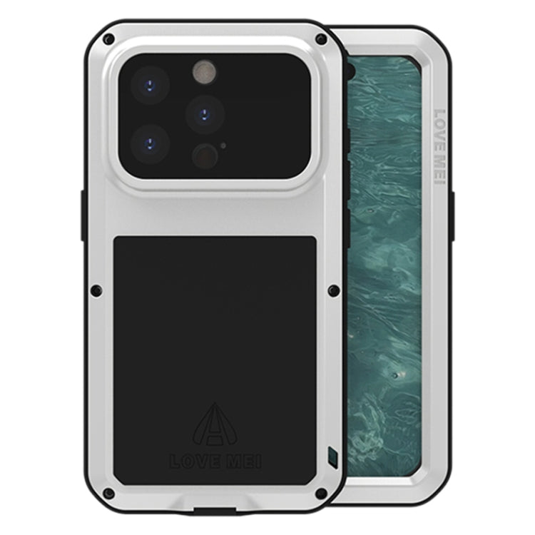For iPhone 15 Pro LOVE MEI Metal Shockproof Life Waterproof Dustproof Phone Case(Silver) - iPhone 15 Pro Cases by LOVE MEI | Online Shopping South Africa | PMC TechLife | Buy Now Pay Later Mobicred