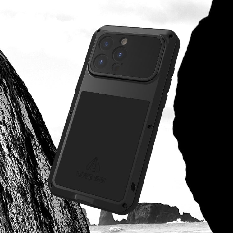 For iPhone 15 Pro Max LOVE MEI Metal Shockproof Life Waterproof Dustproof Phone Case(Black) - iPhone 15 Pro Max Cases by LOVE MEI | Online Shopping South Africa | PMC TechLife | Buy Now Pay Later Mobicred