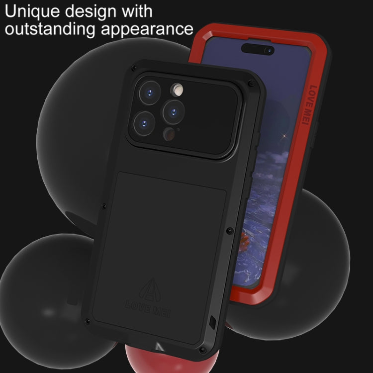 For iPhone 15 Pro Max LOVE MEI Metal Shockproof Life Waterproof Dustproof Phone Case(Black) - iPhone 15 Pro Max Cases by LOVE MEI | Online Shopping South Africa | PMC TechLife | Buy Now Pay Later Mobicred