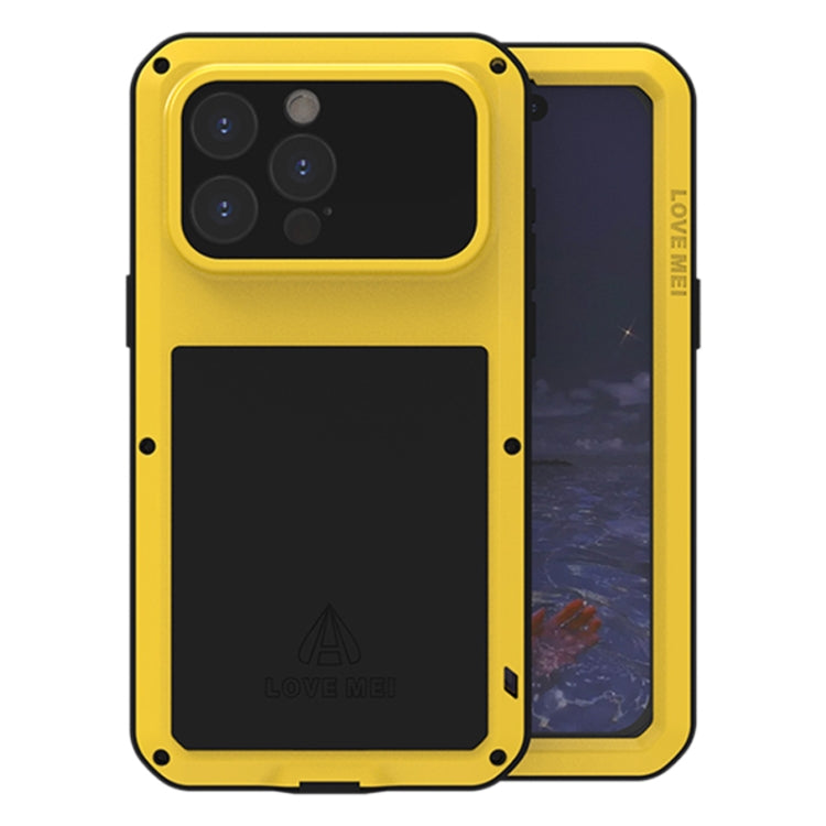 For iPhone 15 Pro Max LOVE MEI Metal Shockproof Life Waterproof Dustproof Phone Case(Yellow) - free shipping - PMC TechLife - Order now!