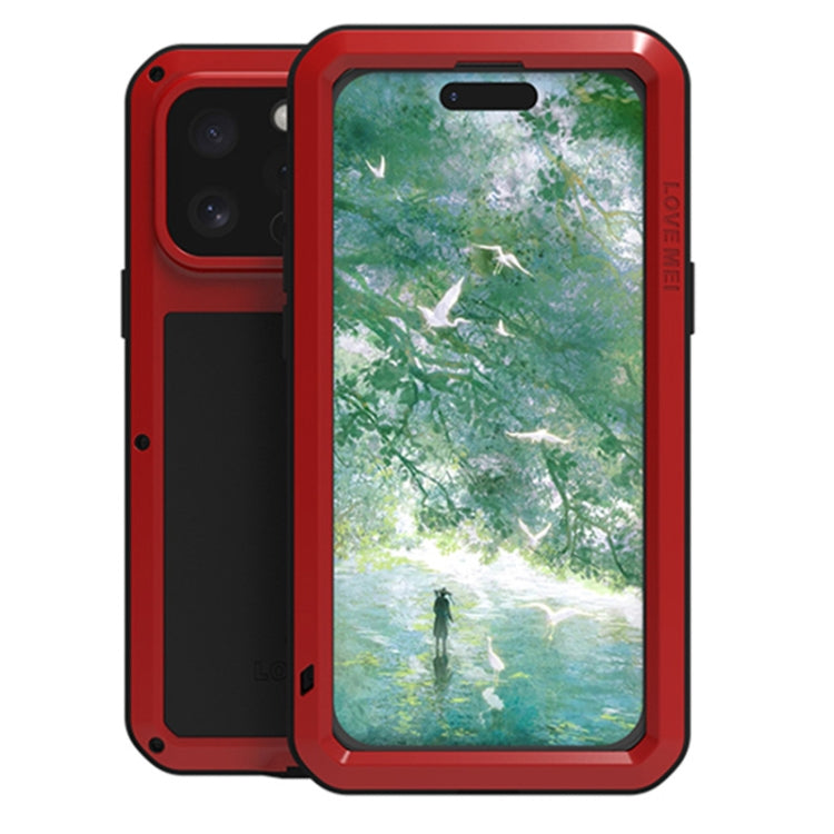 For iPhone 16 Pro Max LOVE MEI Metal Shockproof Life Waterproof Dustproof Phone Case(Red) - free shipping - PMC Jewellery - Order now!