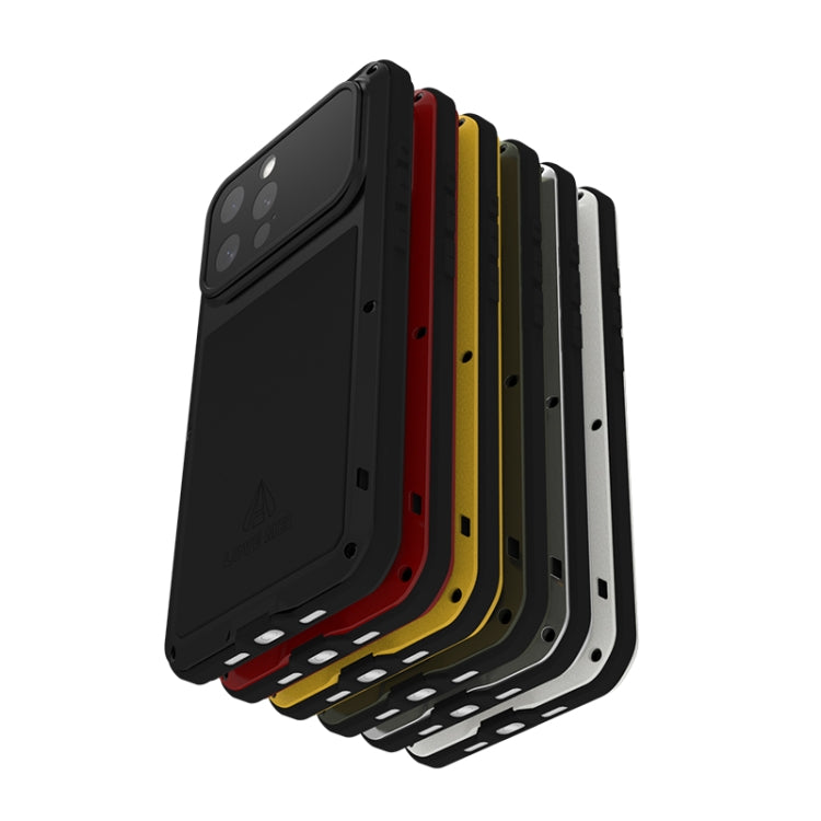 For iPhone 16 Pro Max LOVE MEI Metal Shockproof Life Waterproof Dustproof Phone Case(Red) - free shipping - PMC Jewellery - Order now!