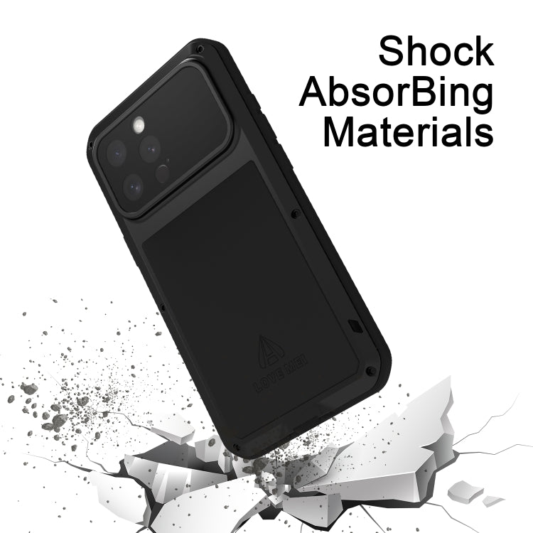 For iPhone 16 Pro Max LOVE MEI Metal Shockproof Life Waterproof Dustproof Phone Case(Red) - free shipping - PMC Jewellery - Order now!