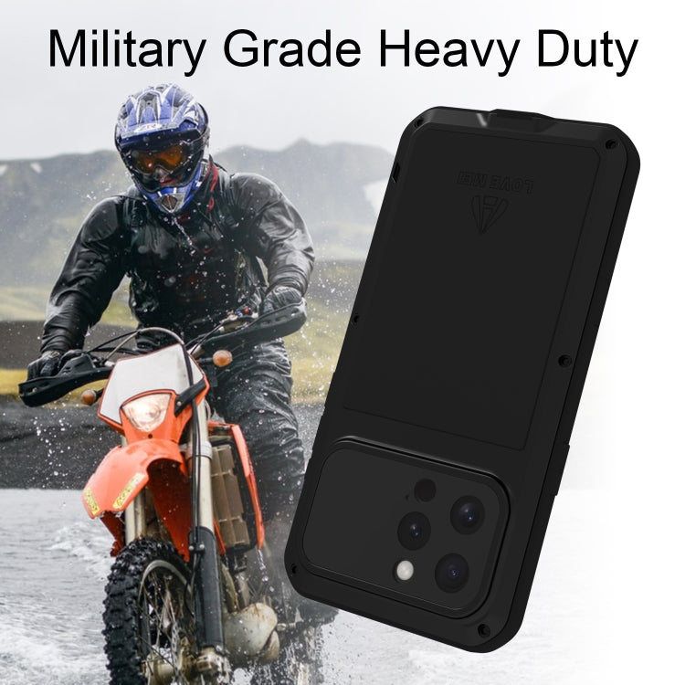For iPhone 16 Pro Max LOVE MEI Metal Shockproof Life Waterproof Dustproof Phone Case(Red) - free shipping - PMC Jewellery - Order now!