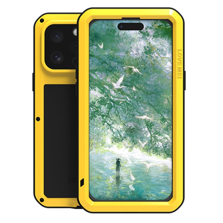 For iPhone 16 Pro LOVE MEI Metal Shockproof Life Waterproof Dustproof Phone Case(Yellow) - free shipping - PMC Jewellery - Order now!