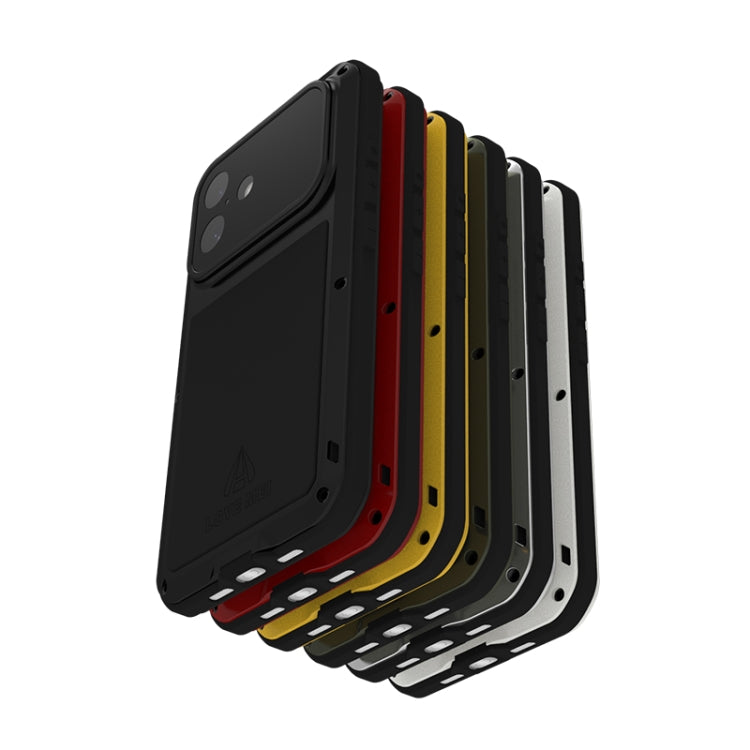 For iPhone 16 LOVE MEI Metal Shockproof Life Waterproof Dustproof Phone Case(Red) - free shipping - PMC Jewellery - Order now!
