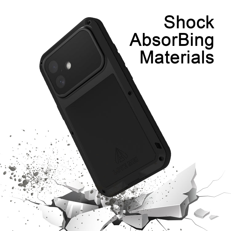 For iPhone 16 LOVE MEI Metal Shockproof Life Waterproof Dustproof Phone Case(Red) - free shipping - PMC Jewellery - Order now!