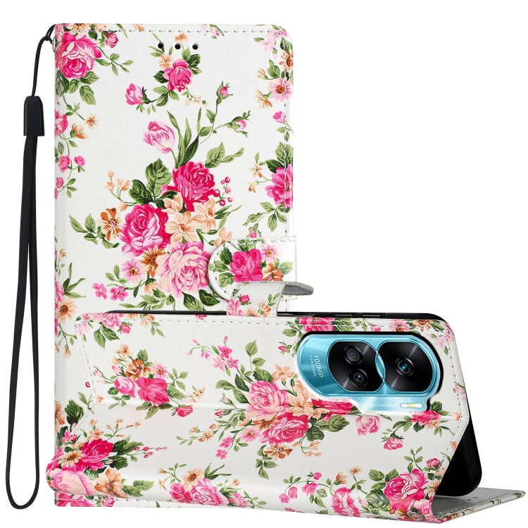 For Honor 90 Lite Colored Drawing Leather Phone Case(Peonies) - Honor Cases by PMC TechLife | Online Shopping South Africa | PMC TechLife