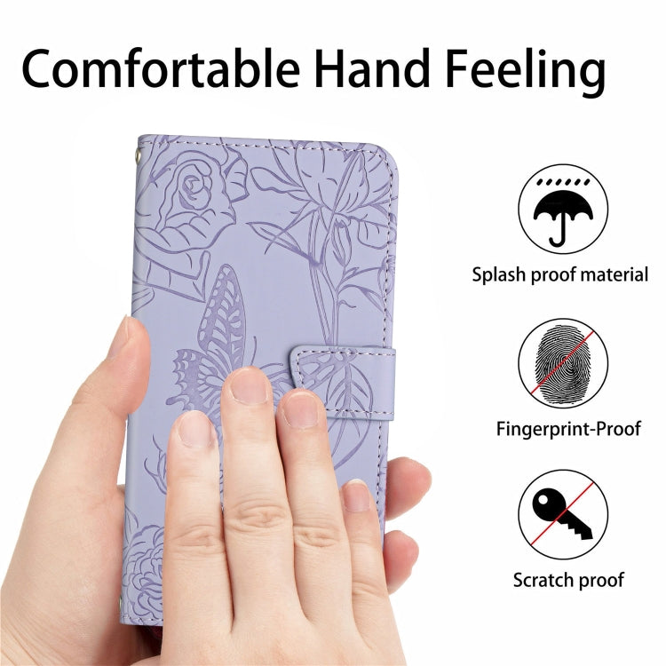 For Google Pixel 9 Skin Feel Butterfly Embossed Flip Leather Phone Case(Purple) - Google Cases by PMC TechLife | Online Shopping South Africa | PMC TechLife | Buy Now Pay Later Mobicred