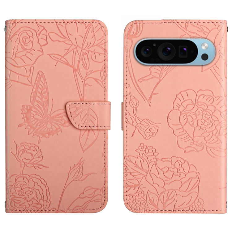 For Google Pixel 9 Pro Skin Feel Butterfly Embossed Flip Leather Phone Case(Pink) - Google Cases by PMC TechLife | Online Shopping South Africa | PMC TechLife | Buy Now Pay Later Mobicred