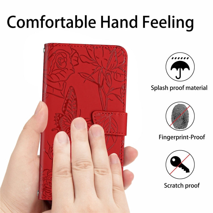 For Google Pixel 9 Pro Skin Feel Butterfly Embossed Flip Leather Phone Case(Red) - Google Cases by PMC TechLife | Online Shopping South Africa | PMC TechLife | Buy Now Pay Later Mobicred