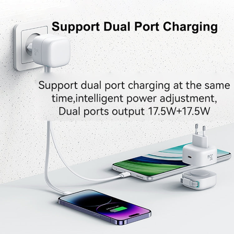 USAMS US-CC202 SMF Series PD35W Dual Type-C Port GaN Fast Charger, EU Plug(White) - free shipping - PMC Jewellery - Order now!
