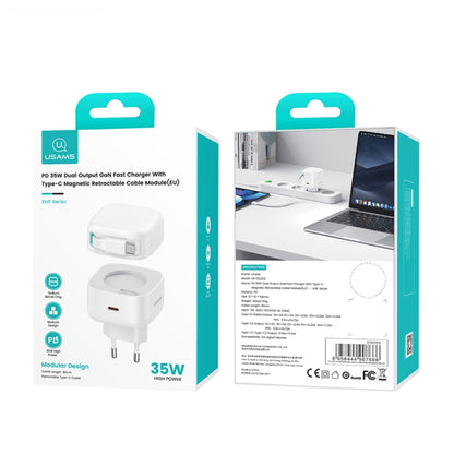 USAMS US-CC202 SMF Series PD35W Dual Type-C Port GaN Fast Charger, EU Plug(White) - USB Charger by USAMS | Online Shopping South Africa | PMC Jewellery | Buy Now Pay Later Mobicred