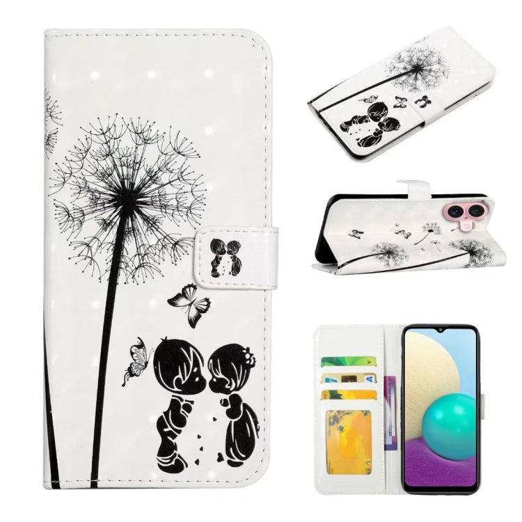 For iPhone 16 Plus Oil Embossed 3D Drawing Leather Phone Case(Couple Dandelion) - iPhone 16 Plus Cases by PMC Jewellery | Online Shopping South Africa | PMC Jewellery | Buy Now Pay Later Mobicred