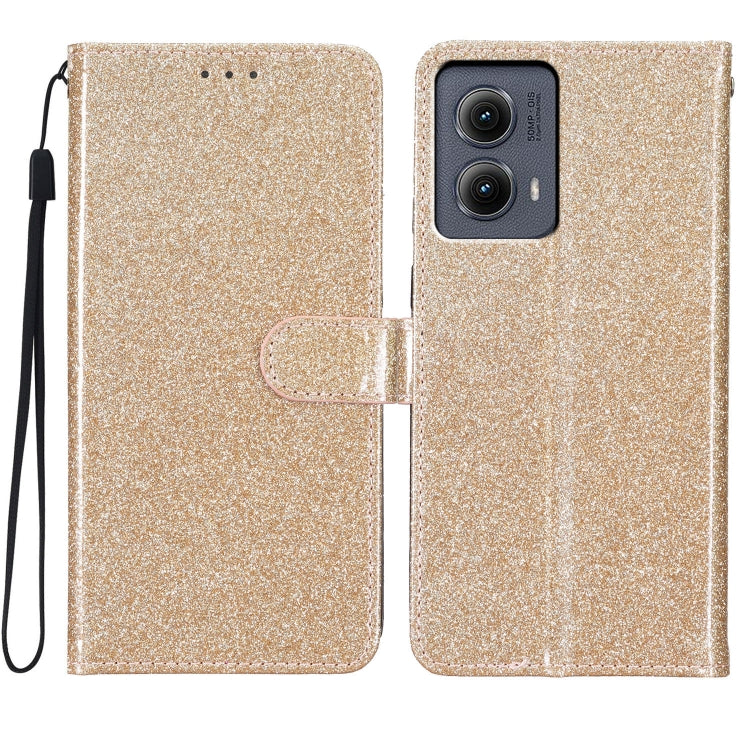 For Motorola Edge 2024 Glitter Powder Flip Leather Phone Case(Gold) - free shipping - PMC Jewellery - Order now!